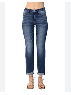 JUDY BLUE Basic Cuffed Slim Fit Basic Cuffed Jeans 82428DK size 3/26